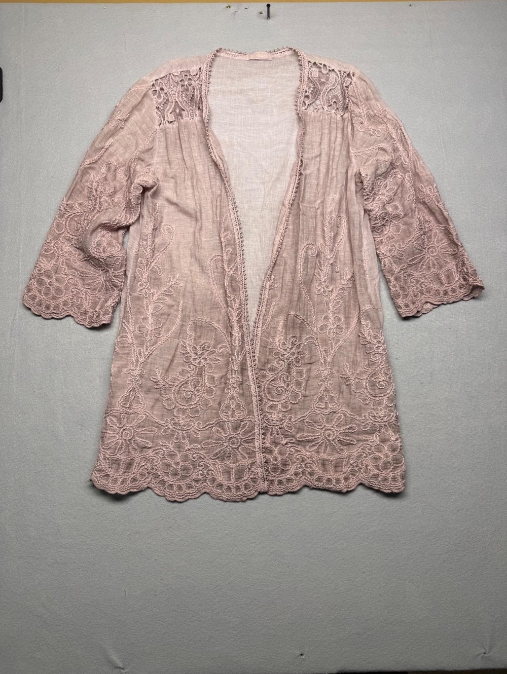 Scandal Linen Cardigan Women Regular M Pink Floral Embroider